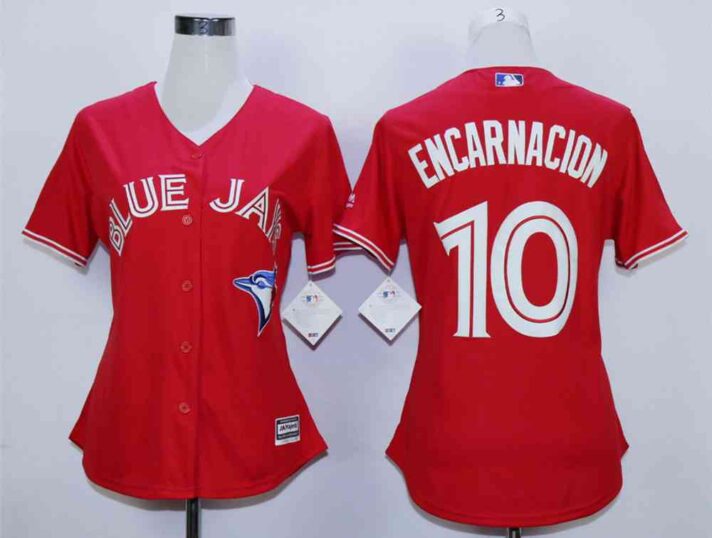 Women’s Toronto Blue Jays #10 Edwin Encarnacion Red Women New Cool Base Jersey