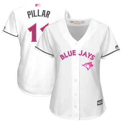 Women’s Toronto Blue Jays #11 Kevin Pillar White Mother’s Day Cool Base Stitched MLB Jersey