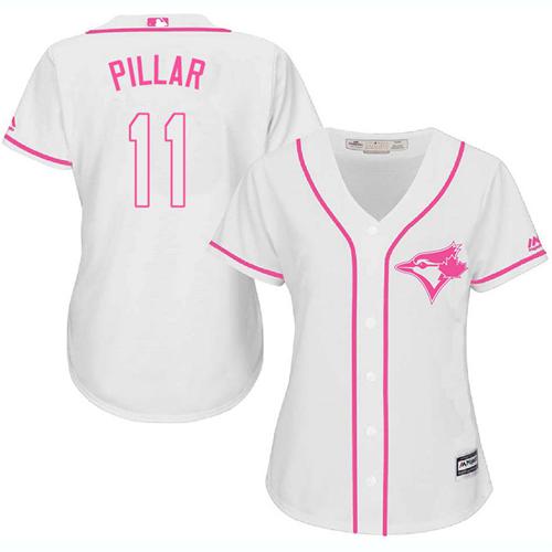 Women’s Toronto Blue Jays #11 Kevin Pillar White Pink Fashion Stitched MLB Jersey