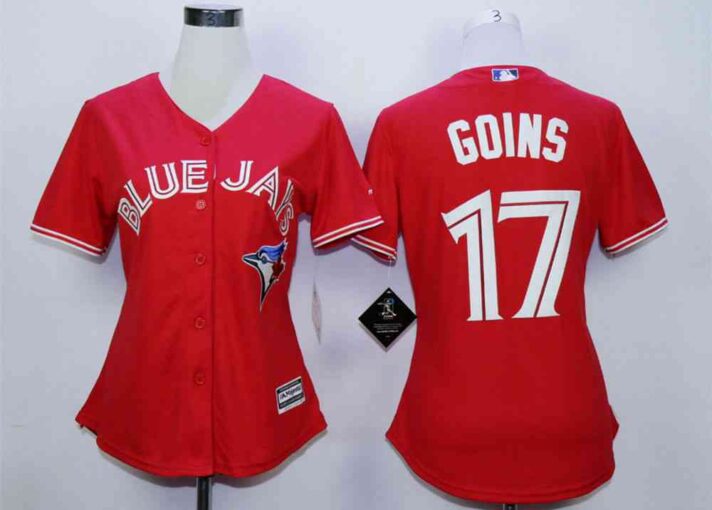 Women’s Toronto Blue Jays #17 Ryan Goins Red Women New Cool Base Jersey