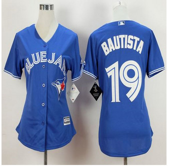Women’s Toronto Blue Jays #19 Jose Bautista Alternate Blue 2015 MLB Cool Base Jersey