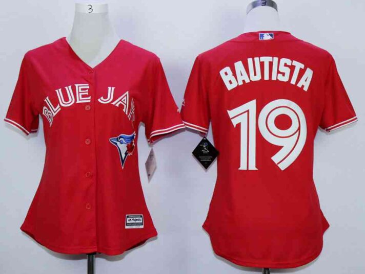 Women’s Toronto Blue Jays #19 Jose Bautista Red Canada Day New Cool Base Women Jersey
