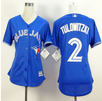 Women’s Toronto Blue Jays #2 Troy Tulowitzki Alternate Blue 2015 MLB Cool Base Jersey