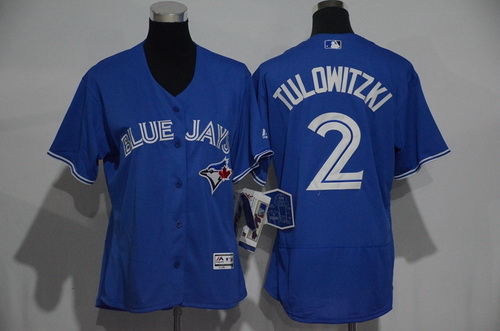 Women’s Toronto Blue Jays #2 Troy Tulowitzki Royal Blue 2016 Flexbase Stitched Baseball Jersey