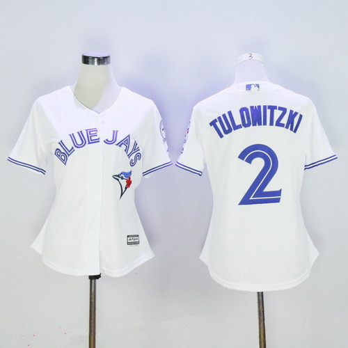 Women’s Toronto Blue Jays #2 Troy Tulowitzki White 40th Anniversary Patch Stitched MLB Maj