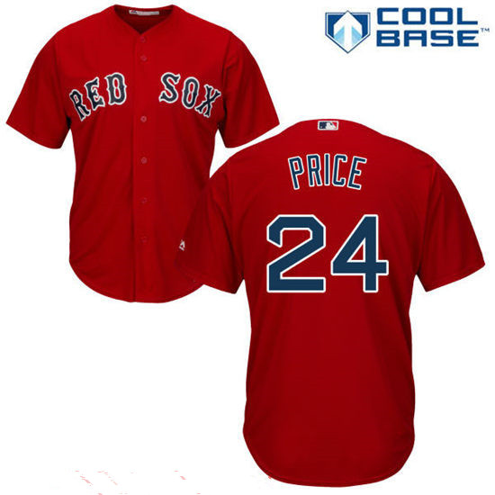 Youth Boston Red Sox #24 David Price Red Stitched MLB Majestic Cool Base Jersey