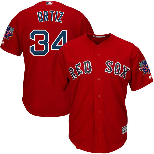 Youth Boston Red Sox #34 David Ortiz Red Stitched MLB Majestic Cool Base Jersey with Retirement Patch
