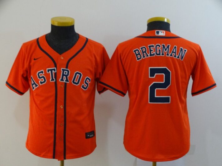 Youth Houston Astros #2 Alex Bregman Orange Stitched MLB Cool Base Nike Jersey