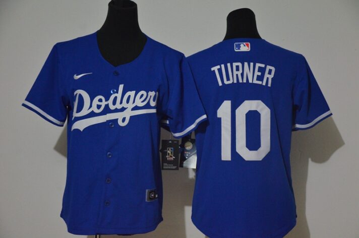 Youth Los Angeles Dodgers #10 Justin Turner Blue Stitched MLB Cool Base Nike Jersey