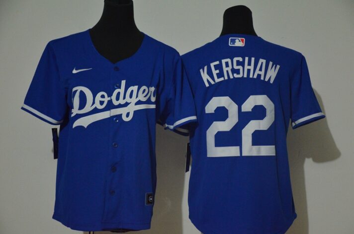 Youth Los Angeles Dodgers #22 Clayton Kershaw Blue Stitched MLB Cool Base Nike Jersey