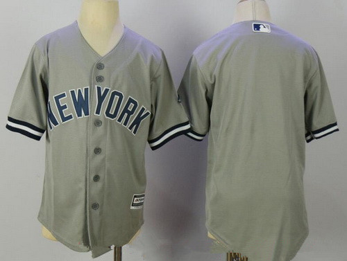 Youth New York Yankees Blank Gray Road Stitched MLB Majestic Cool Base Jersey